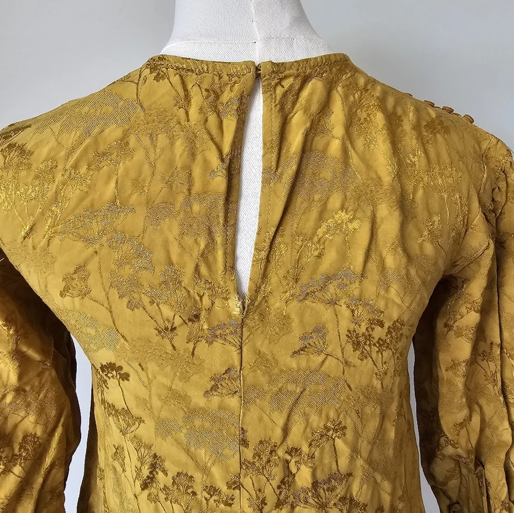 Zara 10 L Mustard Yellow Textured Dress - Picture 5 of 9